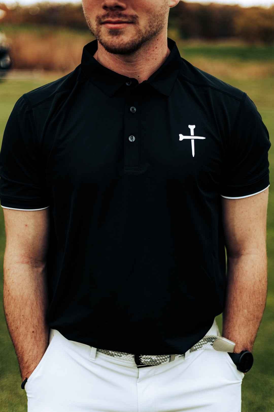 Christian Golf Polo Black Front