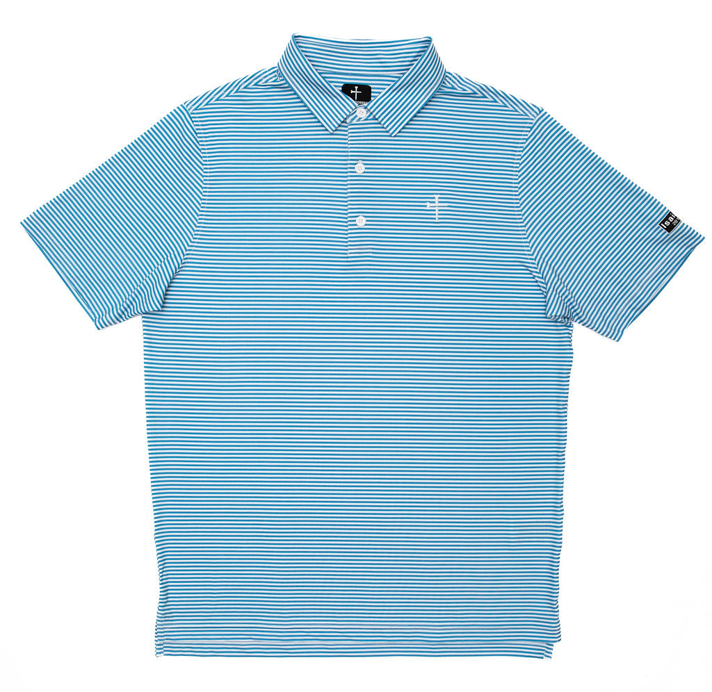 Christian Golf Polo Blue Stripes 