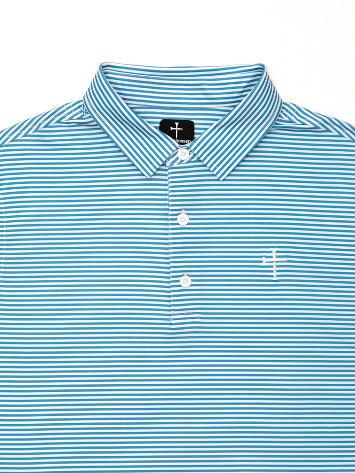 Christian Golf Polo Blue Stripes 