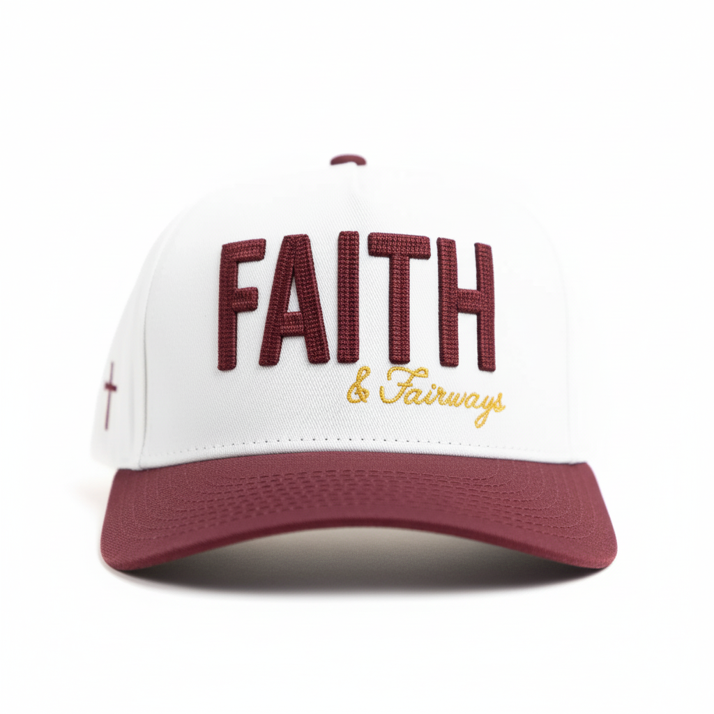 Christian Golf hat Maroon and Gold 
