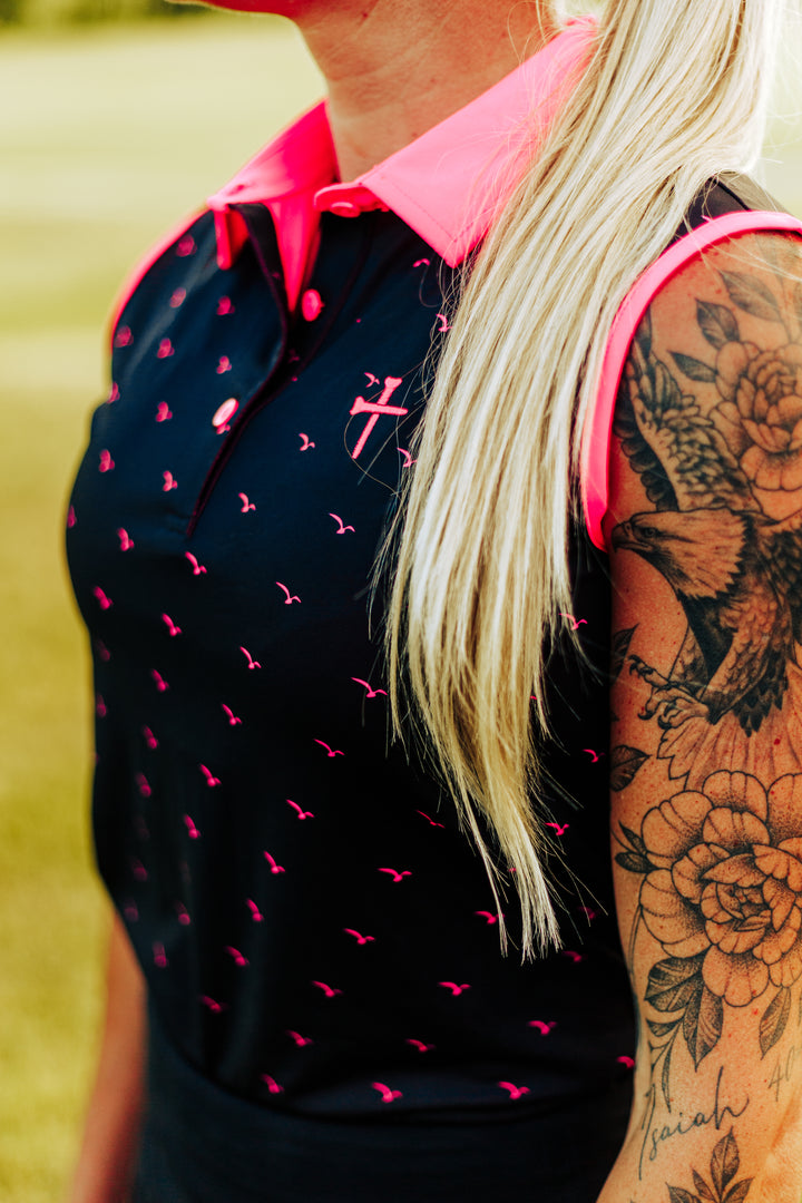 Christian Golf Pink Eagles Polo Close