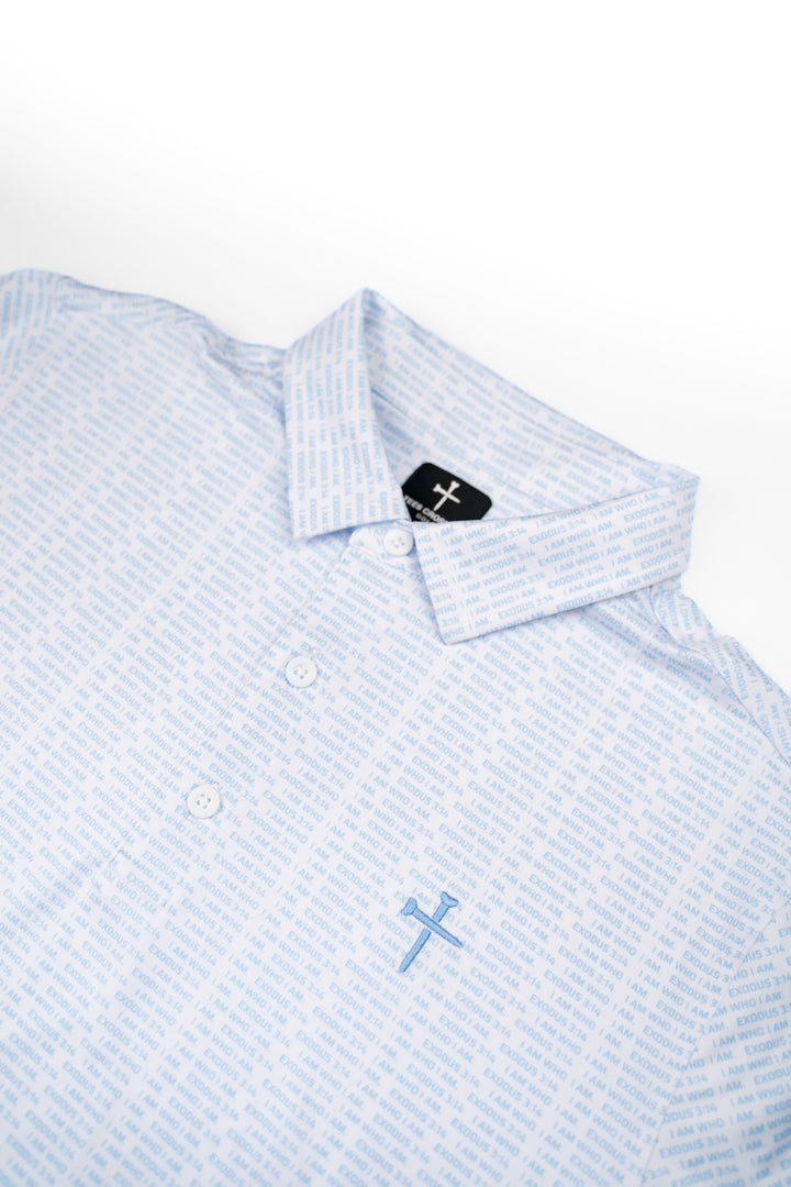 Christian Golf Polo Blue White 