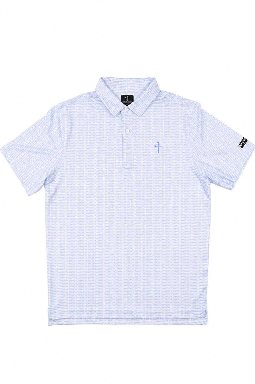 Christian Golf Polo Blue White Full 