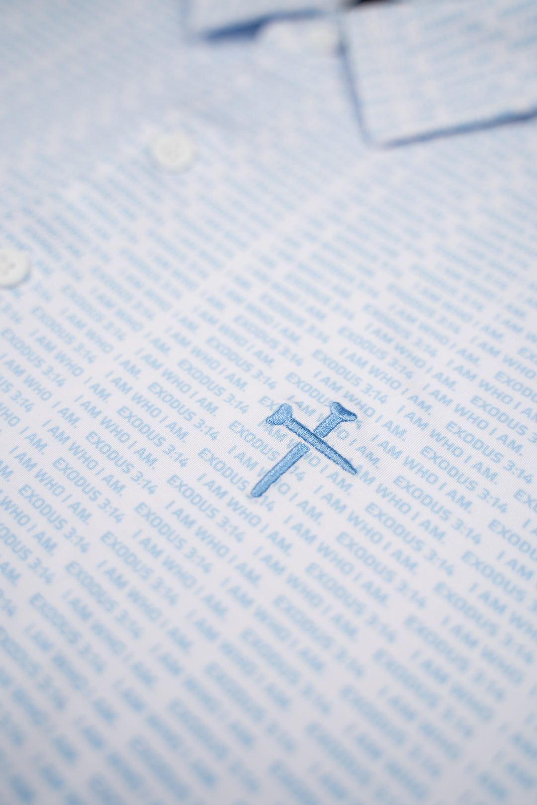 Christian Golf Polo Blue White 