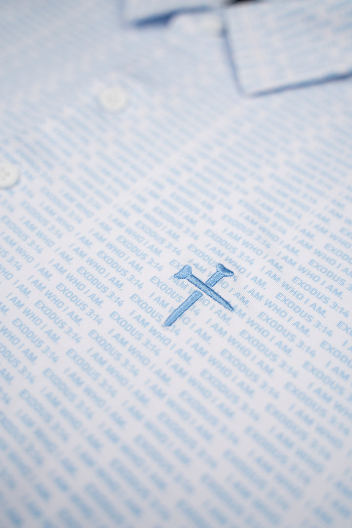 Christian Golf Polo Blue White 