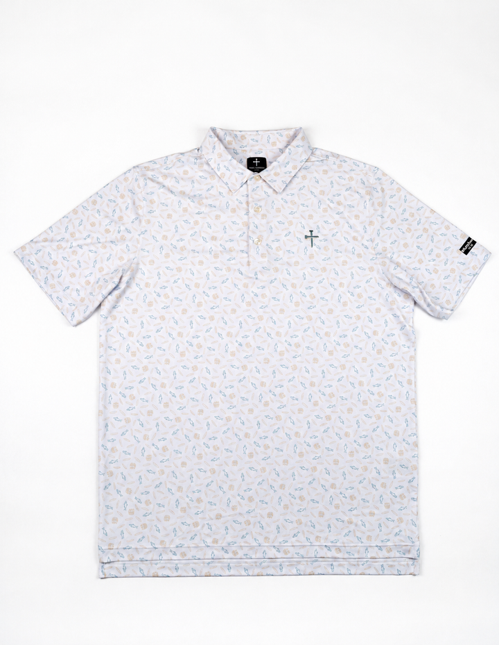Christian golf polo Bible verse Fish and loaves 