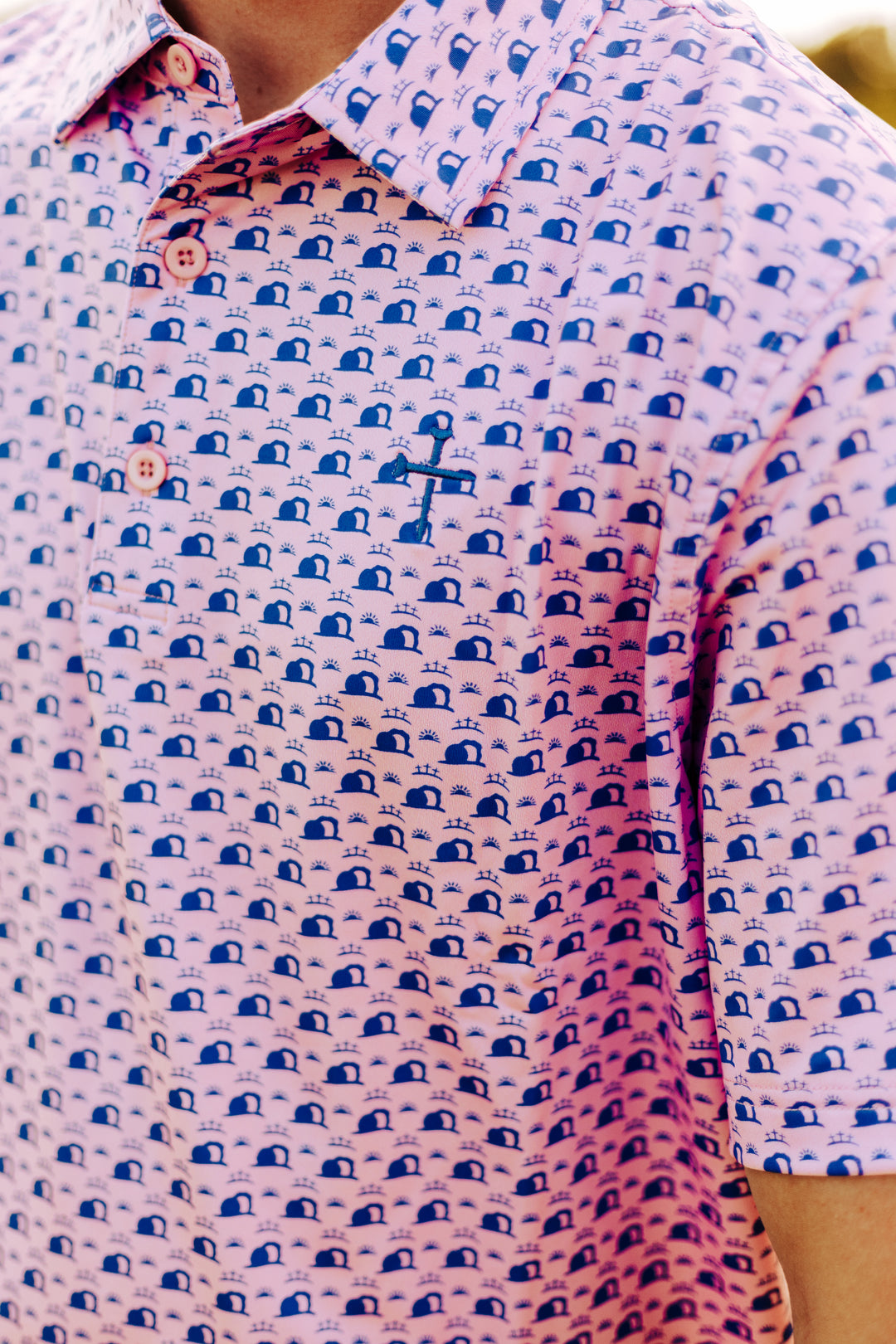 Christian Golf Polo Pink and Blue 