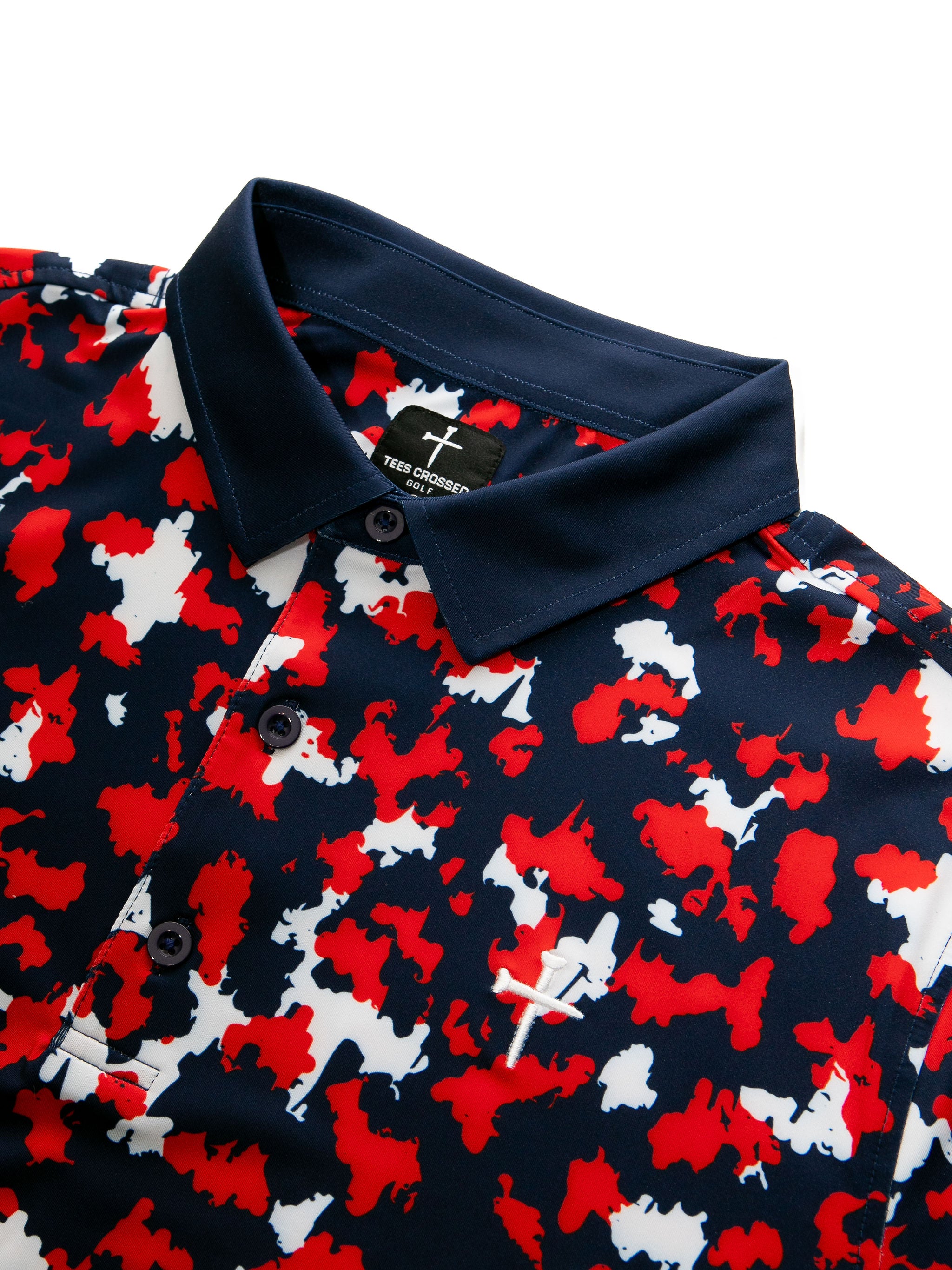 Eternity Polo - Red, White, and Blue – Tees Crossed Golf