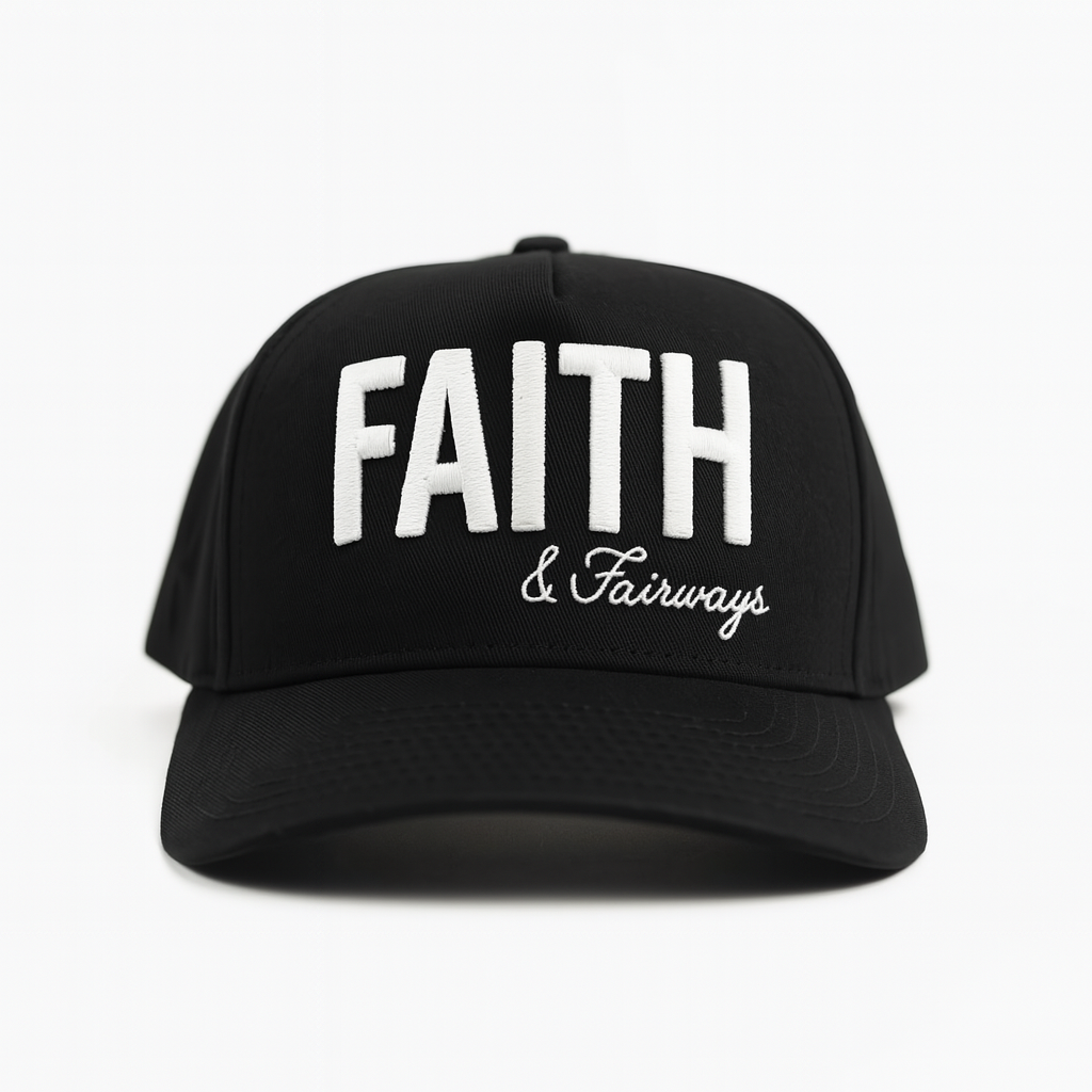 Christian Golf Hat Faith Black and White