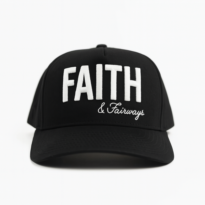 Christian Golf Hat Faith Black and White