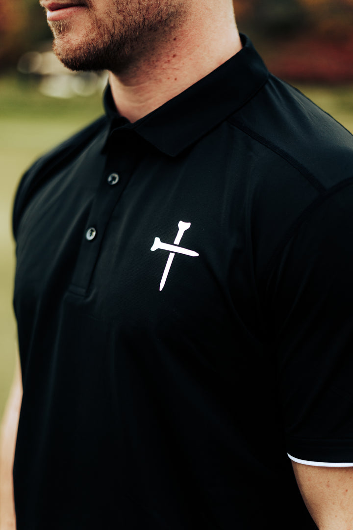 Christian Golf Polo Black Front