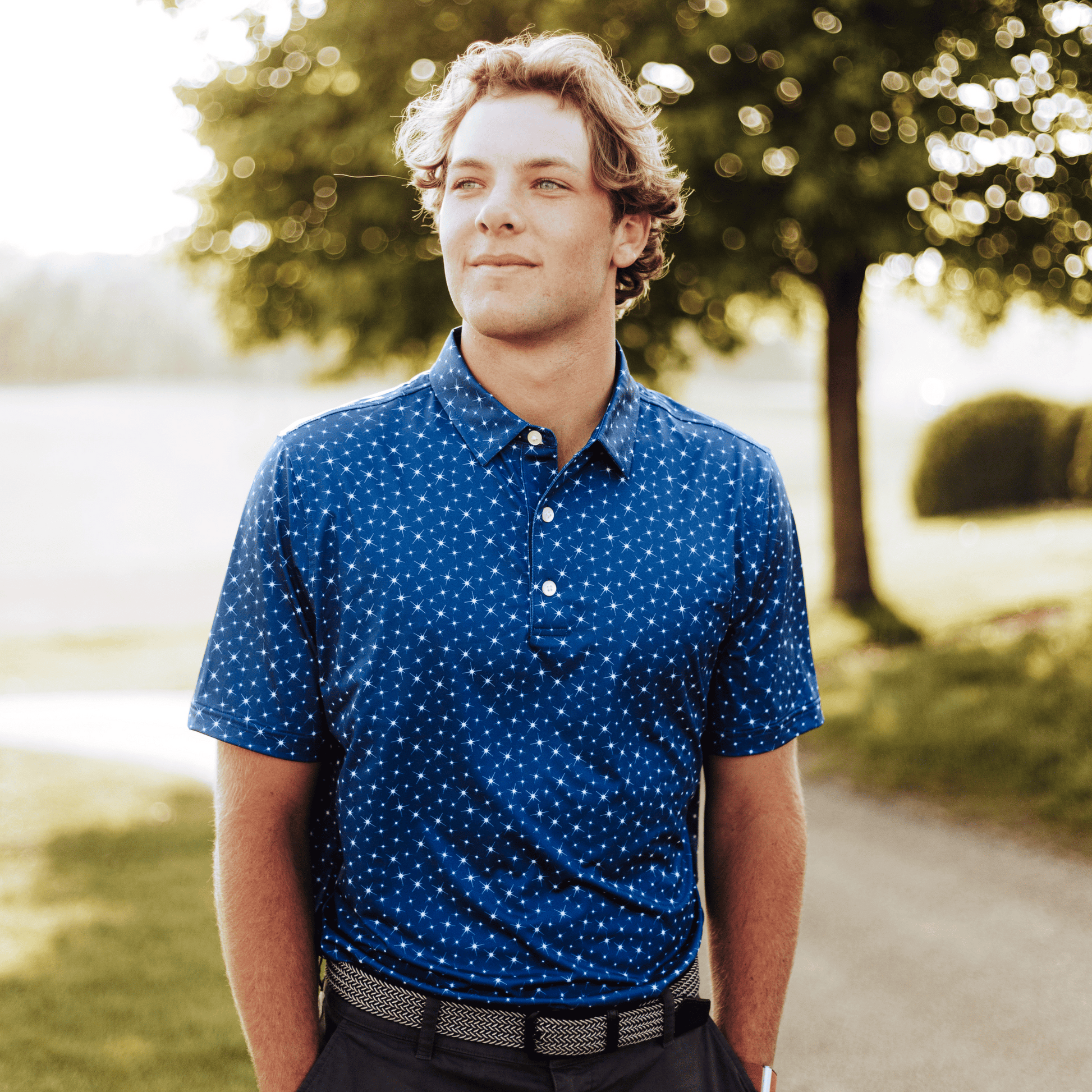 Christian Golf Polo - Stars Blue