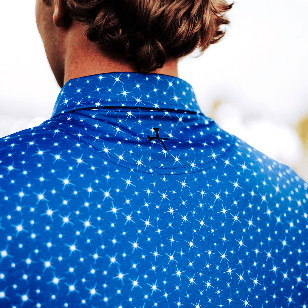 Christian Golf Polo - Stars Blue Back