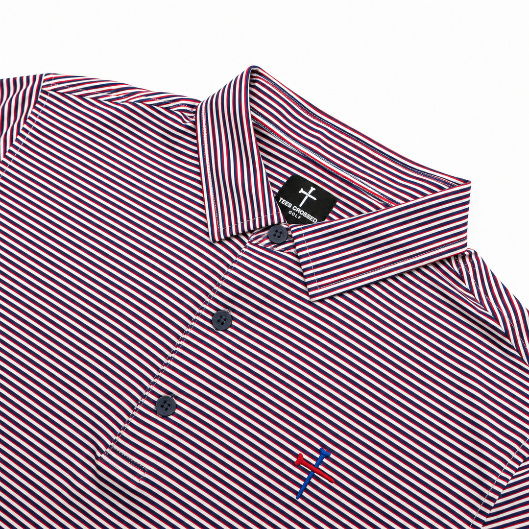 Red White and Blue Stripes Polo Side 