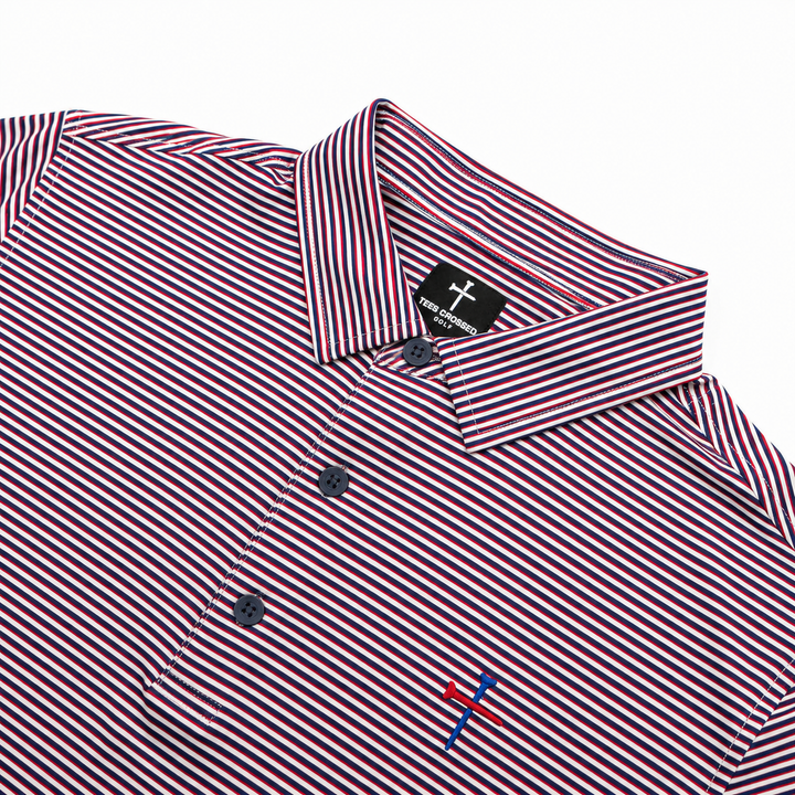 Red White and Blue Stripes Polo Side 