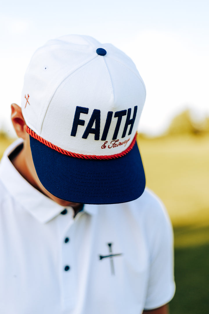 Faith and Fairways Hat - Red, White, and Blue